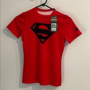 NWT Under Armour fitted Superman shirt youth Large